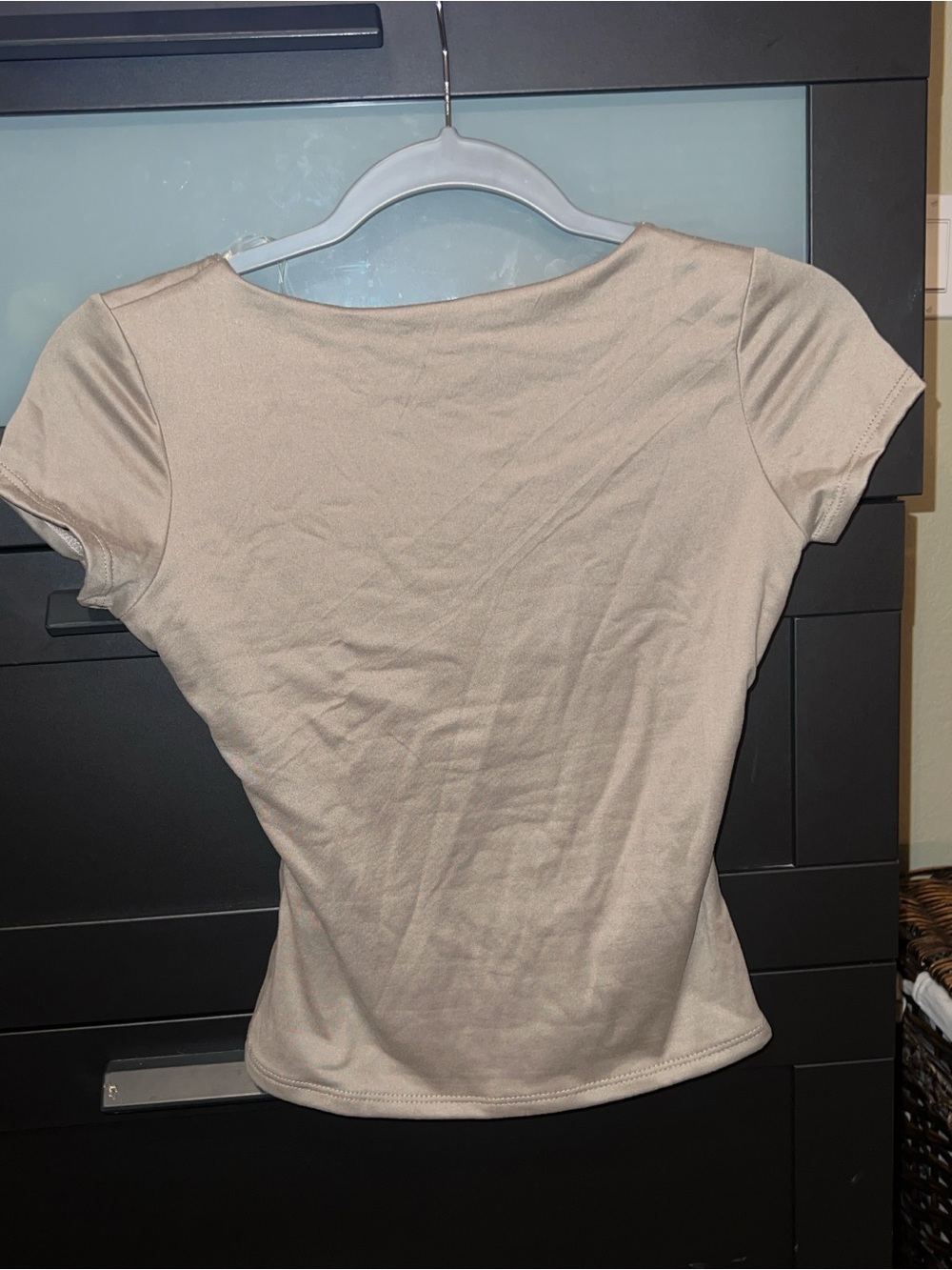 Classic Women's Short-Sleeve Crewneck Top in Light Beige
